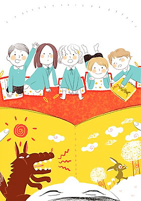 PSD 여자 남자 어린이라이프 어린이 일러스트 함께함 방석 사람 여러명 교사 유치원 유치원생 읽기 동화책 어린이만 국내일러스트 직업 라이프스타일 교육 다수 컨셉 모션 책 파일형식