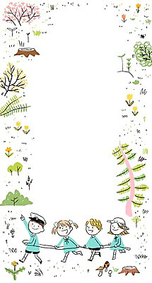주간 PSD 나무 식물 여자 남자 꽃 어린이라이프 어린이 줄 일러스트 프레임 함께함 사람 여러명 야외 유치원 유치원생 기차놀이 어린이만 국내일러스트 자연요소 라이프스타일 교육 다수 컨셉 놀이 파일형식