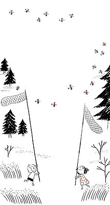 주간 PSD 나무 식물 여자 남자 어린이라이프 어린이 일러스트 함께함 사람 야외 두명 유치원 유치원생 잠자리 채집망 어린이만 국내일러스트 자연요소 라이프스타일 교육 곤충 컨셉 파일형식