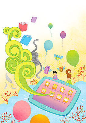 PSD 여자 남자 일러스트 상상 사람 성인 두명 책 태블릿 디지털 필름 언론 풍선 국내일러스트 전자제품 스마트기기 파일형식