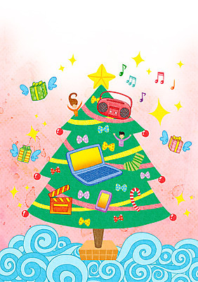 PSD 여자 남자 날개 음표 일러스트 상상 양말 선물 사람 두명 장식 노트북 스마트폰 크리스마스트리 디지털 라디오 언론 국내일러스트 기호 음악 크리스마스 전자제품 핸드폰 스마트기기 파일형식