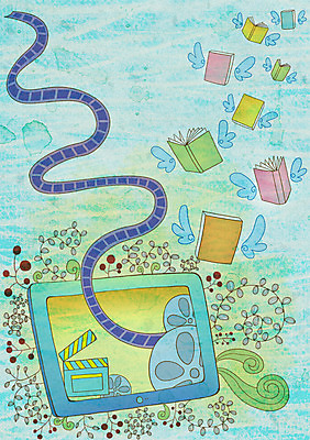 PSD 날개 일러스트 상상 사람없음 책 태블릿 디지털 필름 언론 국내일러스트 전자제품 스마트기기 파일형식