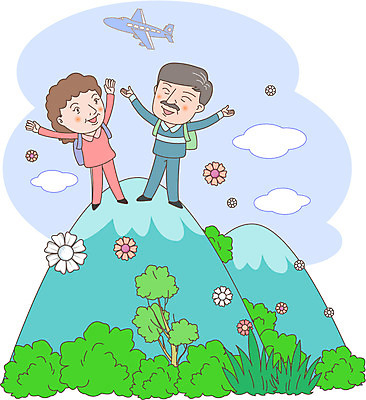 나무 식물 부부 여자 노년 남자 꽃 일러스트 배낭 산 비행기 사람 취미 두명 노부부 등산 복지 노인복지 노인만 국내일러스트 AI파일 커플 가방 항공교통 대중교통 성인 트래킹 사회이슈 성인만 파일형식 벡터