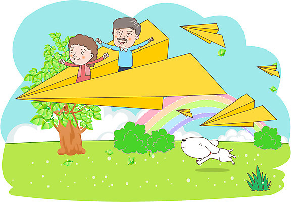 나무 식물 부부 여자 노년 남자 무지개 일러스트 사람 잔디 두명 반려동물 노부부 비행 강아지 복지 종이비행기 노인복지 노인만 국내일러스트 AI파일 자연요소 동물 커플 성인 개 사회이슈 종이접기 성인만 파일형식 벡터