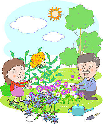 주간 나무 식물 부부 여자 노년 남자 꽃 나비 곤충 일러스트 사람 야외 두명 노부부 물뿌리개 삽 복지 노인복지 정원가꾸기 노인만 국내일러스트 AI파일 자연요소 동물 커플 성인 사회이슈 원예 성인만 파일형식 벡터