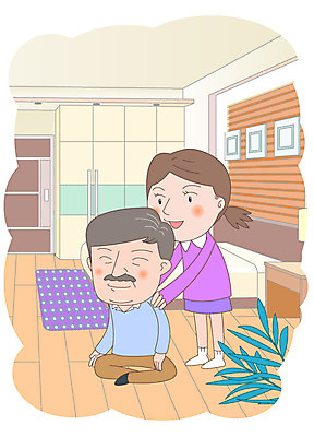 여자 노년 남자 어린이 일러스트 집안 손녀 사람 두명 마사지 복지 노인복지 국내일러스트 AI파일 실내 성인 사회이슈 손주 파일형식 벡터