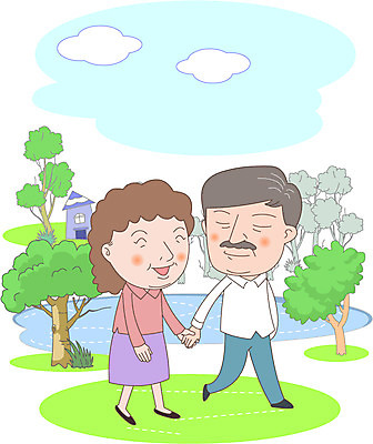 나무 식물 부부 여자 노년 남자 호수 일러스트 사람 두명 손잡기 노부부 산책 복지 노인복지 노인만 국내일러스트 AI파일 커플 모션 휴식 성인 사회이슈 성인만 파일형식 벡터