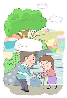 주간 여자 노년 남자 일러스트 지팡이 주택 사람 야외 두명 계단 마을 짐 도움 복지 보따리 노인복지 노인만 국내일러스트 AI파일 자연요소 컨셉 성인 건물 사회이슈 성인만 파일형식 벡터