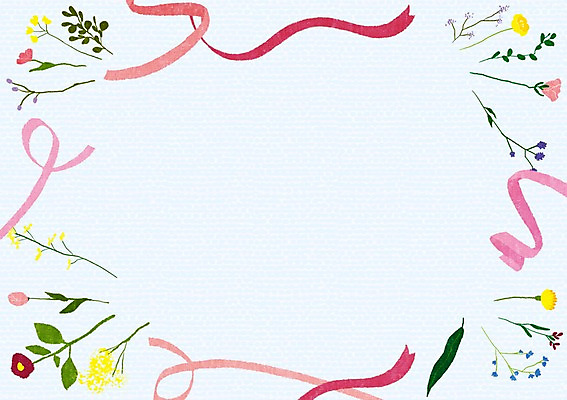 PSD 식물 계절 꽃 리본 잎 일러스트 프레임 틀 사람없음 봄 메모지 알림 국내일러스트 사무용품 파일형식