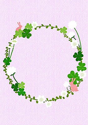 PSD 식물 동물 계절 꽃 일러스트 프레임 틀 사람없음 봄 토끼 메모지 풀 클로버 토끼풀 알림 국내일러스트 포유류 반려동물 사무용품 파일형식