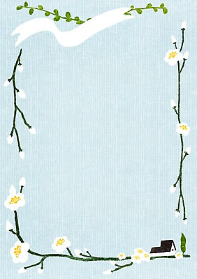 PSD 식물 계절 꽃 리본 일러스트 주택 사각프레임 프레임 틀 사람없음 봄 메모지 알림 국내일러스트 건물 사각형 사무용품 파일형식