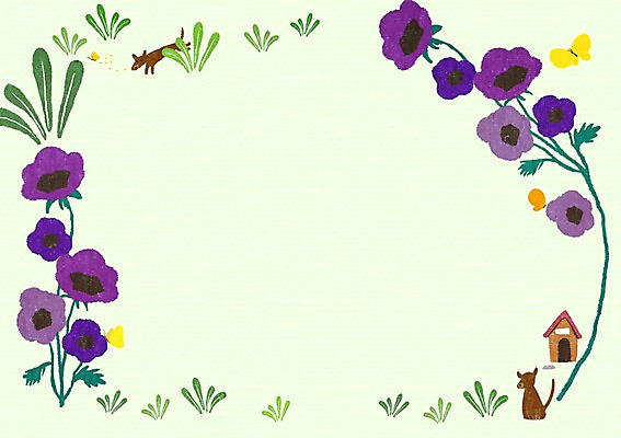 PSD 식물 동물 계절 꽃 나비 곤충 일러스트 사각프레임 프레임 틀 사람없음 봄 메모지 강아지 알림 개집 아네모네 국내일러스트 반려동물 사각형 사무용품 개 애견용품 파일형식