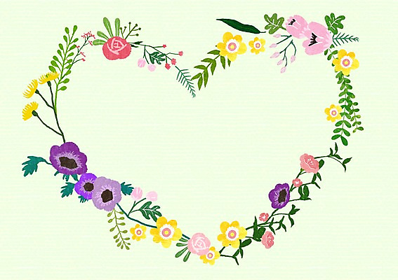 PSD 식물 계절 꽃 일러스트 프레임 틀 사람없음 화환 봄 하트 메모지 알림 국내일러스트 모양 사무용품 파일형식