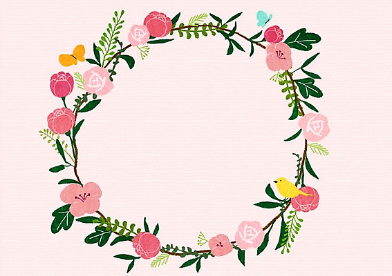 PSD 식물 계절 꽃 나비 곤충 일러스트 조류 프레임 틀 사람없음 화환 봄 메모지 알림 국내일러스트 동물 사무용품 파일형식