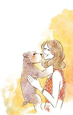 PSD 동물 한마리 여자 행복 일러스트 함께함 한명 사람 성인 반려동물 귀여움 강아지 슈나우저 동물보호 국내일러스트 1 감정 컨셉 개 사회이슈 파일형식