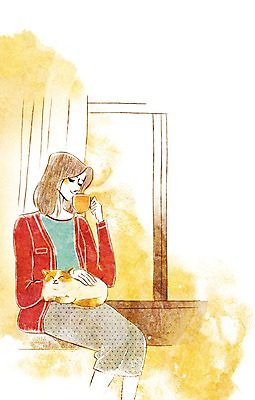 PSD 동물 여자 행복 일러스트 창문 티타임 함께함 한명 사람 성인 컵 반려동물 귀여움 고양이 창가 동물보호 국내일러스트 1 식기 감정 컨셉 포유류 휴식 사회이슈 파일형식