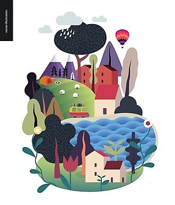 EPS 해외이미지 나무 구름 배너 계절 꽃 도로 호수 섬 여행 일러스트 자동차 하늘 휴가 산 건강 사람없음 물 컬러풀 소풍 마을 시골 숲 땅 에코 장면 마법 해외202004 해외일러스트 자연요소 식물 길 육상교통 컬러 교통시설 야외활동 환경 파일형식 벡터 이미지허브