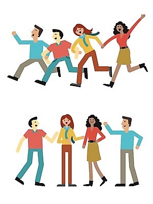 EPS 해외이미지 캐릭터 학생 행복 감정 일러스트 통신 성공 기념 함께함 대화 사람 청춘 세트 달리기 손잡기 우정 그룹 만화 소통 채팅 통일 해외202004 해외일러스트 일러캐릭터 컨셉 모션 말하기 친구 파일형식 벡터 이미지허브