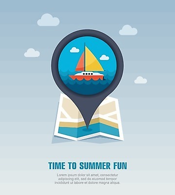 EPS 해외이미지 구름 바다 여행 지도 요트 일러스트 사람없음 여름 여름휴가 바캉스 해외202004 해외일러스트 자연요소 계절 배_교통 휴가 파일형식 벡터 여름_계절 이미지허브