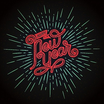 EPS 해외이미지 일러스트 사람없음 빨간색 검은색 축하 해피뉴이어 필기체 레터링 해외202004 해외일러스트 문자 컬러 컨셉 새해인사 파일형식 벡터 이미지허브