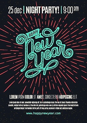 EPS 해외이미지 일러스트 타이포그라피 사람없음 빨간색 초록색 검은색 해피뉴이어 필기체 레터링 해외202004 해외일러스트 문자 컬러 새해인사 파일형식 벡터 이미지허브