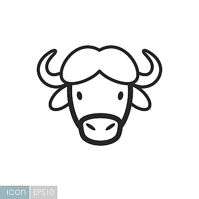 EPS 동물 얼굴 일러스트 사람없음 버팔로 라인아트 해외202004 국내일러스트 해외일러스트 선 신체부위 소 파일형식 벡터 이미지허브