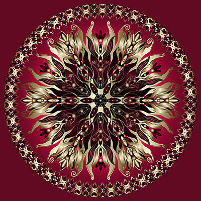 EPS 해외이미지 디자인 백그라운드 일러스트 추상 사람없음 빨간색 금색 화려 대칭 만다라 해외202004 해외일러스트 컬러 컨셉 무늬 파일형식 벡터 이미지허브