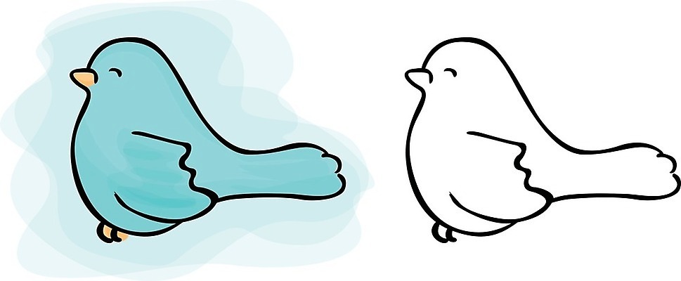 EPS 해외이미지 일러스트 조류 수채화 파란색 검은색 만화 윤곽 우표 해외202004 해외일러스트 동물 컬러 파일형식 벡터 이미지허브