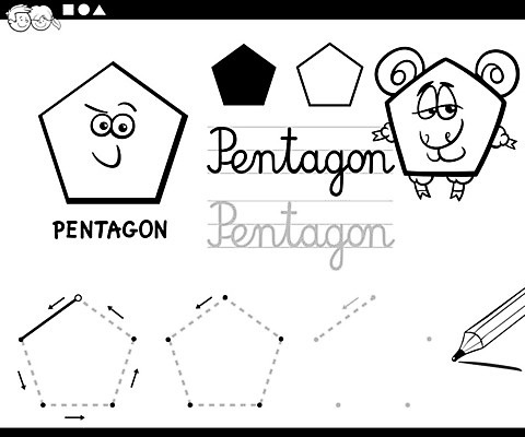 EPS 해외이미지 모양 디자인 교육 일러스트 학교 추상 흑백 그래픽 책 숫자 유치원 수학 가르침 그리기 어플리케이션 만화 페이지 최초 기본 색칠공부 오각형 초보 해외202004 해외일러스트 도형 문자 무늬 교과목 모션 촬영기법 학습 색칠 파일형식 벡터 이미지허브