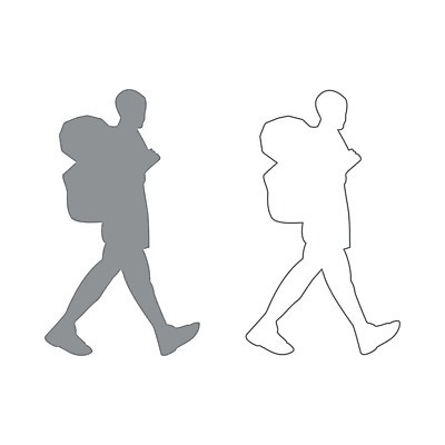 EPS 해외이미지 라이프스타일 손 남자 실루엣 여행 가방 일러스트 배낭 휴가 휴식 서기 사람 여행객 점프 산책 하이킹 회색 막대기 심볼 재촉 떠남 백패커 하이커 해외202004 해외일러스트 잡화 컬러 컨셉 모션 레저 촬영기법 생활 신체부위 파일형식 벡터 이미지허브