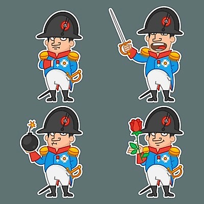 EPS 해외이미지 캐릭터 전통 남자 꽃 문화 무기 컨셉 스티커 유니폼 일러스트 성공 아이디어 미술 사람 이벤트 세트 장미 힘 프랑스 유머 역사 칼 대표 폭탄 그림 군용 전쟁 프랑스어 혁명 고립 나폴레옹 장교 진짜 해외202004 해외일러스트 일러캐릭터 식물 문자 옷 감정 유럽 문화예술 군대 폭발물 파일형식 벡터 이미지허브