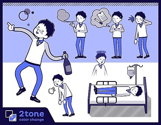 EPS 해외이미지 전신 남자 돈 일러스트 술병 흡연 담배 여러명 성인 파란색 세트 죽음 유령 만취 종업원 음주 직원 서비스 담배연기 판매원 병원침대 술취함 흡연자 성인남자만 해외202004 해외일러스트 직업 컬러 다수 병_용기 주류 사람 침대 재산 연기 남자만 성인만 파일형식 벡터 이미지허브