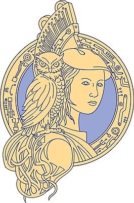 EPS 해외이미지 동물 여자 일러스트 조류 앉기 그래픽 전자제품 회로판 어깨 흰배경 그림 전쟁 순환 심플 부엉이 신화 그리스인 고립 전기회로 해외202004 해외일러스트 서양인 모션 사람 신체부위 흰색 파일형식 벡터 외국인 컬러 인종 이미지허브