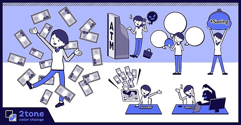 EPS 해외이미지 전신 여자 말풍선 일러스트 프레임 여러명 성인 파란색 세트 종업원 직원 서비스 판매원 성인여자만 카피스페이스 해외202004 해외일러스트 직업 컬러 다수 사람 공백 여자만 성인만 파일형식 벡터 이미지허브