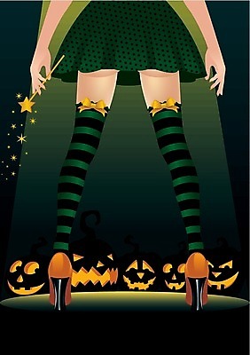 EPS 해외이미지 일러스트 호박 섹시 파티 어둠 공연 할로윈 무대 하이힐 마녀 쇼 스타킹 마법 해외202004 해외일러스트 옷 구두 컨셉 채소 이벤트 여성화 파일형식 벡터 이미지허브