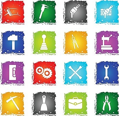 EPS 해외이미지 일러스트 유리 벽돌 울타리 기계 스패너 붓 선택 망치 심볼 컴파스 캘리퍼스 포트폴리오 해외202004 해외일러스트 컨셉 재질 문구용품 담장 공구 파일형식 벡터 이미지허브