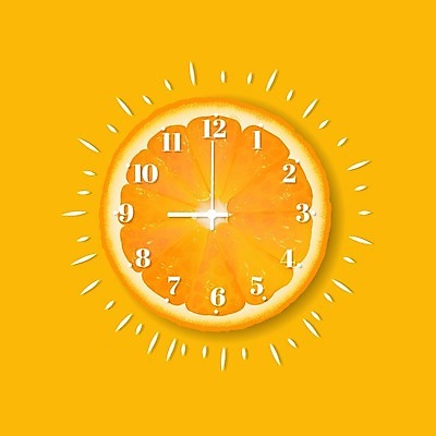 EPS 해외이미지 시계 백그라운드 오렌지 일러스트 사람없음 주황색 해외202004 해외일러스트 컬러 과일 파일형식 벡터 이미지허브