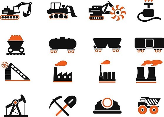 EPS 해외이미지 일러스트 공장 건설업 사람없음 수레 중장비 연기 안전모 포크레인 불도저 덤프트럭 곡괭이 공기주입기 공장굴뚝 해외202004 해외일러스트 산업 공업 카트 트럭 산업장비 헬멧 안전장비 파일형식 벡터 이미지허브