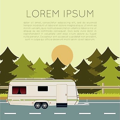 EPS 해외이미지 도로 일러스트 사람없음 여름 캠핑 운전 숲 카라반 해외202004 해외일러스트 계절 길 교통시설 모션 레저 캠핑카 파일형식 벡터 이미지허브