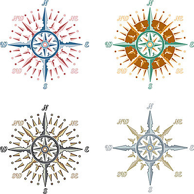 EPS 해외이미지 길 바다 분홍색 여행 백그라운드 일러스트 가이드 바람 세트 흰색 4 나침반 방향 심볼 북쪽 동쪽 남쪽 고립 서쪽 해외202004 해외일러스트 자연요소 직업 컬러 날씨 숫자 파일형식 벡터 이미지허브