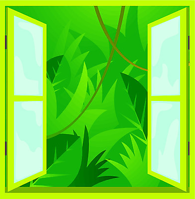 EPS 해외이미지 식물 백그라운드 일러스트 창문 자연 유리 건강 야외 초록색 오픈 숲 해외202004 해외일러스트 컬러 재질 생태계 파일형식 벡터 이미지허브