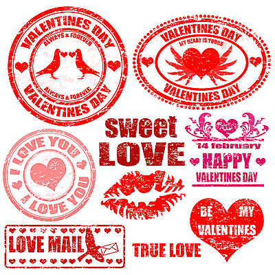 EPS 해외이미지 영어 일러스트 발렌타인데이 사랑 사람없음 빨간색 세트 도장 라벨 하트 해외202004 해외일러스트 모양 문자 감정 컬러 데이이벤트 프레임 파일형식 벡터 이미지허브