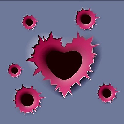 EPS 해외이미지 일러스트 발렌타인데이 사랑 금속 하트 구멍 열정 총알 해외202004 해외일러스트 모양 감정 무기 데이이벤트 재질 파일형식 벡터 이미지허브
