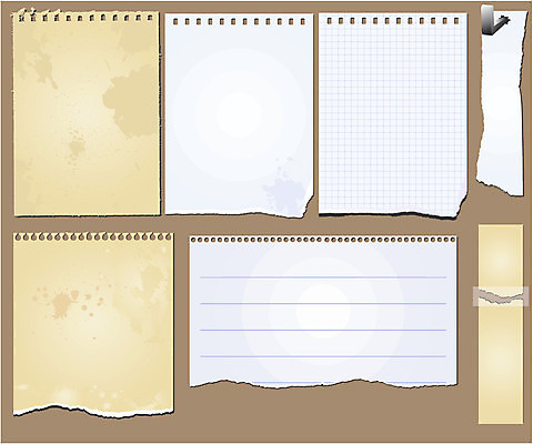 EPS 해외이미지 디자인 종이 일러스트 사람없음 세트 다양 메모지 찢어짐 엘리먼트 해외202004 해외일러스트 다수 모션 사무용품 파일형식 벡터 이미지허브