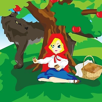 EPS 해외이미지 나무 일러스트 동화 친절 빨간색 파란색 치마 금발 바구니 회색 사과 큼 언덕 블라우스 나눔 늑대 짜기 해외202004 해외일러스트 식물 헤어스타일 컬러 상의 과일 포유류 모션 하의 크기 파일형식 벡터 동물 옷 이미지허브