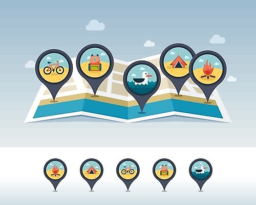 EPS 해외이미지 모래 바다 지도 가방 일러스트 배낭 갈매기 조류 텐트 사람없음 자전거 모닥불 순환 팩 해외202004 해외일러스트 동물 잡화 모션 불 캠핑도구 바이크 화장품 파일형식 벡터 이미지허브