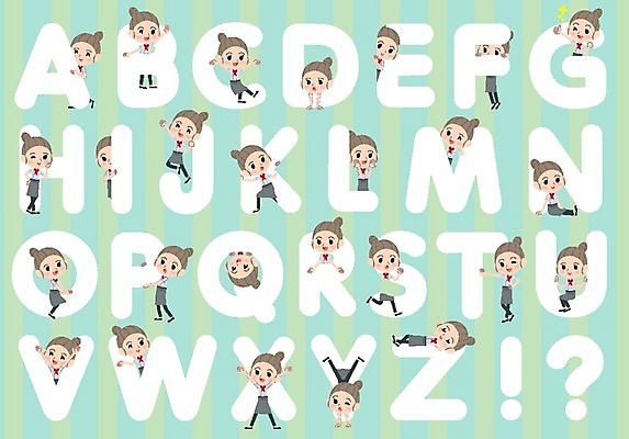 EPS 해외이미지 캐릭터 알파벳 영어 여자 일러스트 텍스트 요리 이벤트 세트 요리사 앞치마 카페 편지 웨이트리스 해외202004 해외일러스트 일러캐릭터 직업 문자 사람 상점 종업원 파일형식 벡터 이미지허브