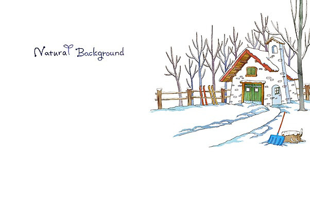 PSD 나무 계절 백그라운드 겨울 일러스트 자연 주택 사람없음 울타리 눈 분위기 삽 순수 겨울배경 국내일러스트 자연요소 식물 컨셉 날씨 건물 담장 생태계 파일형식