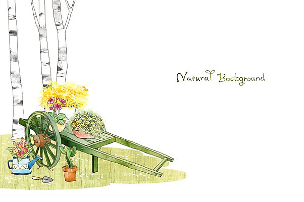 PSD 나무 식물 꽃 화분 백그라운드 일러스트 자연 선인장 사람없음 수레 물뿌리개 분위기 모종삽 순수 트로피컬아트 국내일러스트 컨셉 카트 삽 그림 생태계 파일형식