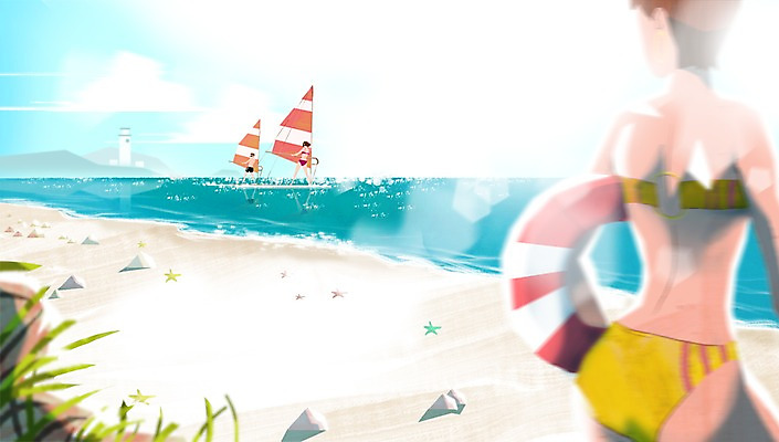 주간 PSD 계절 여자 남자 수영복 바다 백그라운드 요트 일러스트 물놀이 휴식 불가사리 등대 사람 풍경 성인 해변 야외 세명 여름 비키니 모래사장 자유 시원함 튜브 성인만 국내일러스트 자연요소 옷 컨셉 배_교통 놀이 극피동물 파일형식